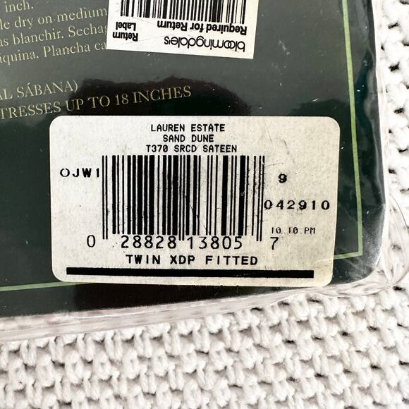 Lauren Ralph Lauren Vintage Estate Sateen Sheet Beige Sand Dune Twin Sheet Set - Picture 6 of 9